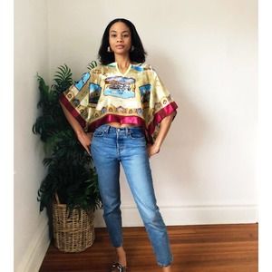 Italian Reworked Scarf Top (Medium-XL)